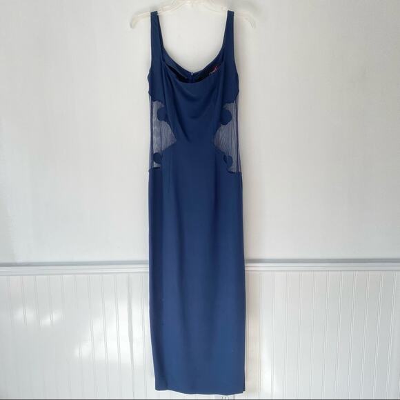 Gia Mattiolo Couture Dresses & Skirts - Gia Mattiolo Couture Mesh Sides Navy Dress 44 12